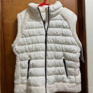 DKNY White Quilted Puffer Vest